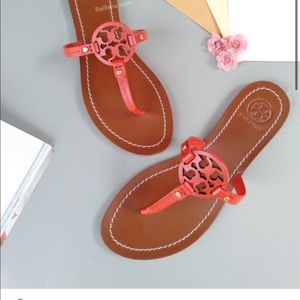 Tory Burch Mini Miller Red Croc Leather Sandals 11